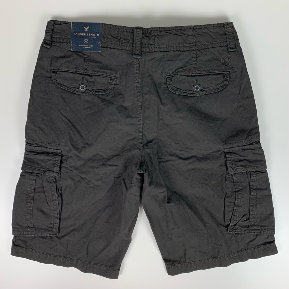 American Eagle Longer Length Cargo Shorts Gray Brown 100% Cotton Men’s Sz 32 NWT - Picture 2 of 16